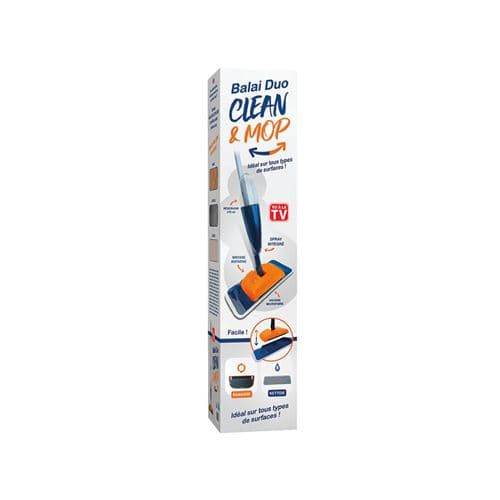 Balai brosse tête rectangulaire - VENTEO - Balai DUO MOP CLEANER™ - Manche alu - blanc - adulte - Pour tous types de sol - Parquet/carrelage/Lino