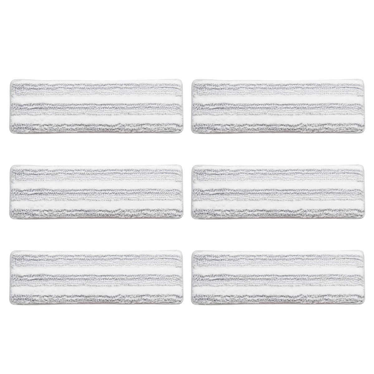 CostwayEnsemble de 6 Tampons en Microfibre Réutilisables Tampons de Rechange pour Serpillière Chiffon Rectangulaire Lavable en Machine Blanc+Gris